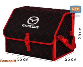 Органайзер-саквояж "Союз" в багажник Mazda (Мазда), размер M. Цвет: черный с красной прострочкой Ромб.