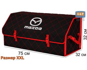 Органайзер-саквояж "Союз" в багажник Mazda (Мазда), размер XXL. Цвет: черный с красной прострочкой Ромб.