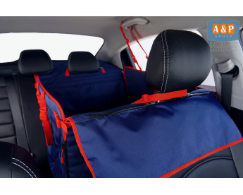 Автогамак Happy Dog Premium (Хэппи Дог Премиум). На половину сиденья. Цвет: синий с красной окантовкой.